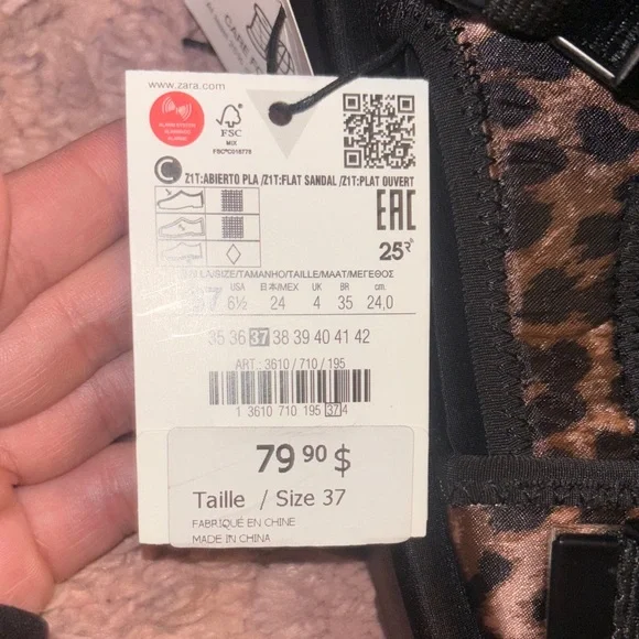 NWT Zara Women’s Black Leopard Print sandals - Picture 3 of 4